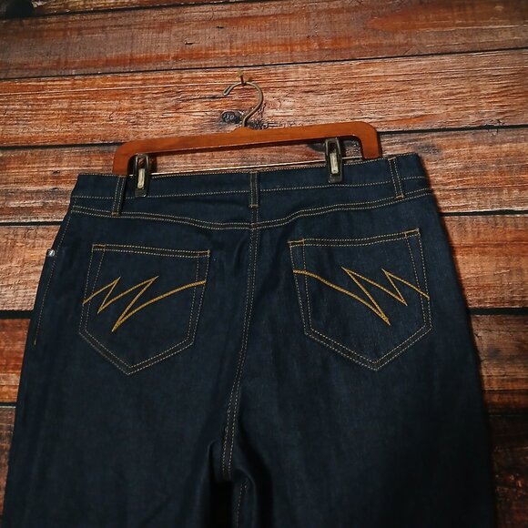 Marina Rinaldi Sport Jeans Size 25 US 16 Dark Wash Indigo Mid Rise Wide Leg - Picture 5 of 10